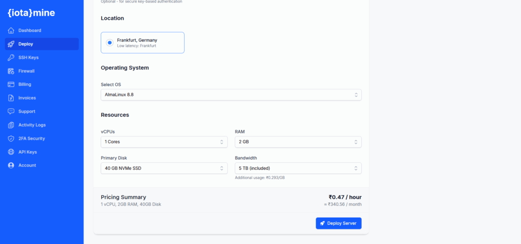 Iotamine Deploy VPS